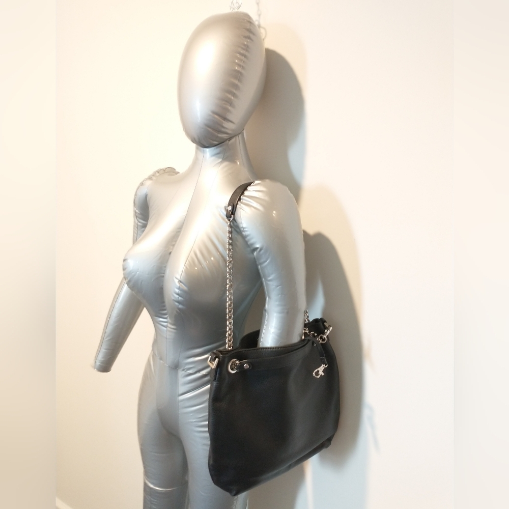Michael Kors Black Leather Chain Shoulder & Crossbody Bag - Picture 6 of 11